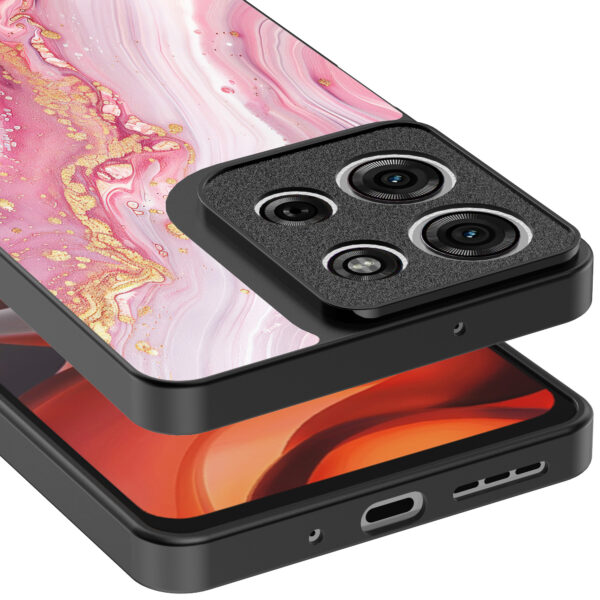 Motorola Moto G15 telefoonhoesje met roze marmer opdruk (4)