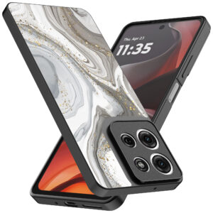 Motorola Moto G15 telefoonhoesje met zilver marmer opdruk (2)