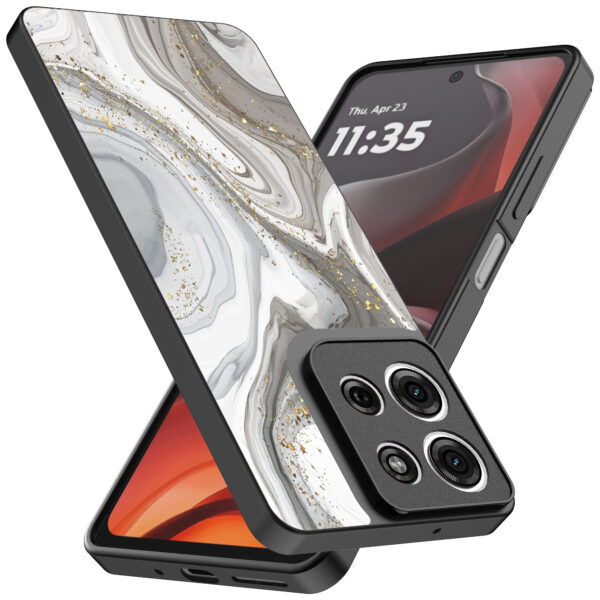 Motorola Moto G15 telefoonhoesje met zilver marmer opdruk (2)