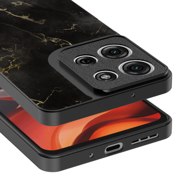 Motorola Moto G15 telefoonhoesje met zwart marmer opdruk (4)