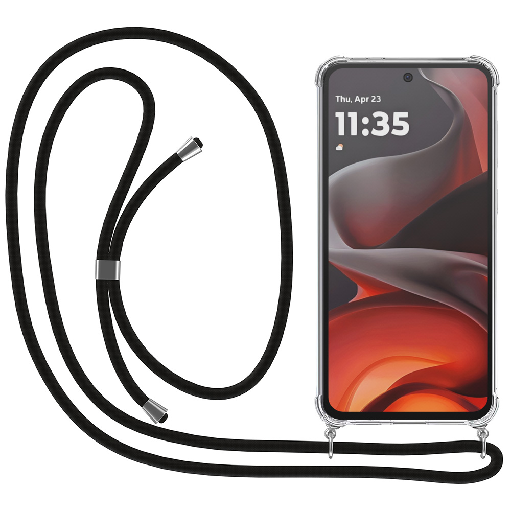 Motorola Moto G15 transparant hoesje met koord en stootrand