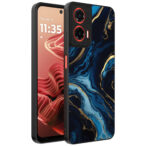 Motorola Moto G35 telefoonhoesje met blauw goud marmer opdruk (1)