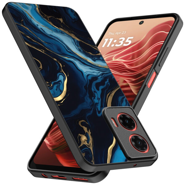 Motorola Moto G35 telefoonhoesje met blauw goud marmer opdruk (2)