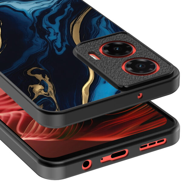 Motorola Moto G35 telefoonhoesje met blauw goud marmer opdruk (4)