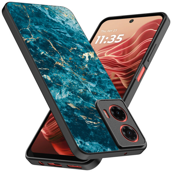 Motorola Moto G35 telefoonhoesje met blauw marmer opdruk (2)