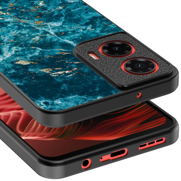 Motorola Moto G35 telefoonhoesje met blauw marmer opdruk (4)