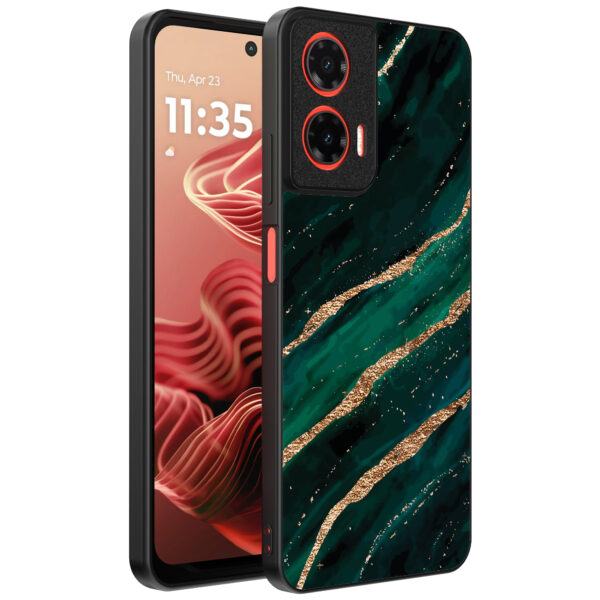 Motorola Moto G35 telefoonhoesje met groen goud marmer opdruk (1)