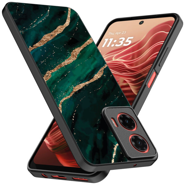 Motorola Moto G35 telefoonhoesje met groen goud marmer opdruk (2)