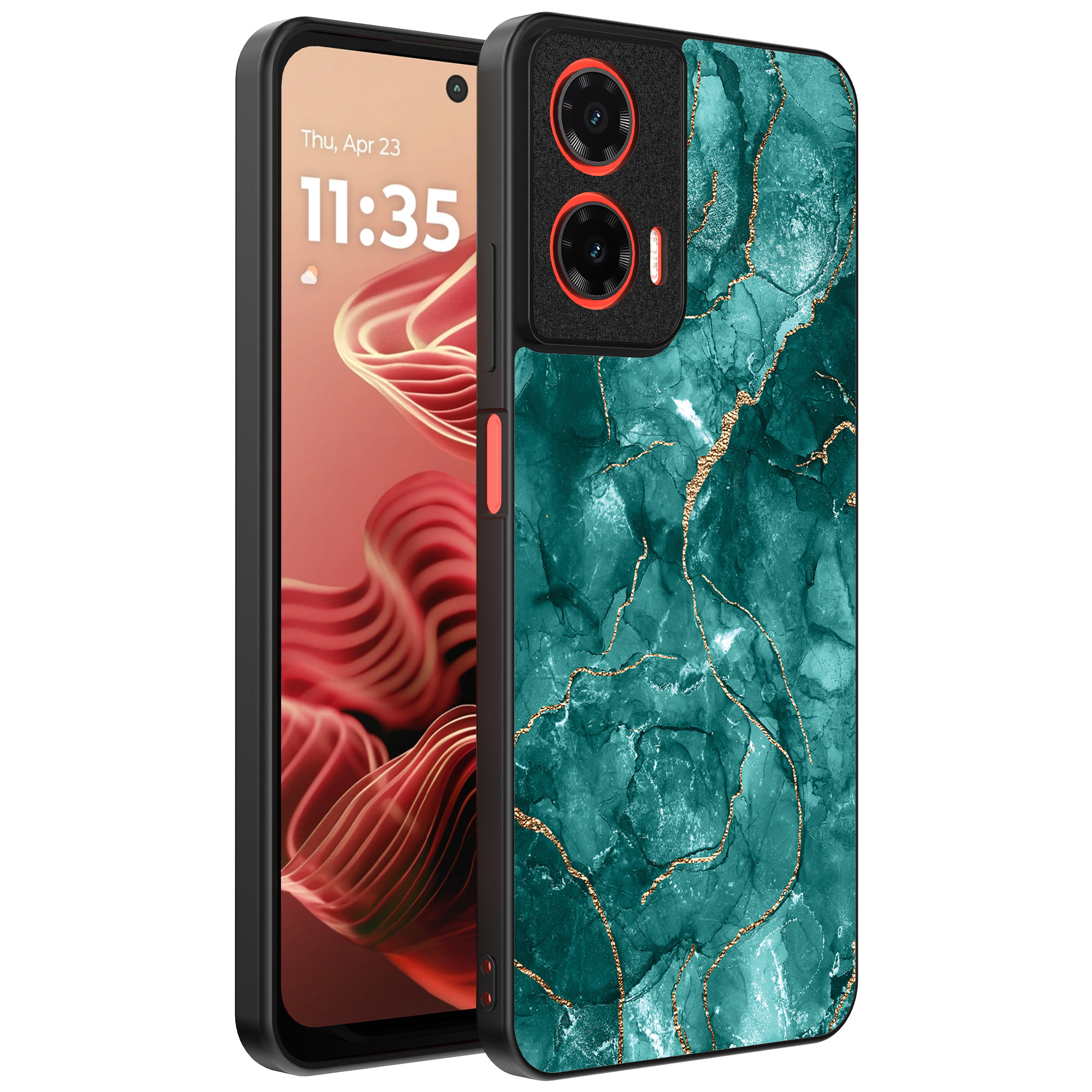 Motorola Moto G35 telefoonhoesje met groen marmer opdruk (1)