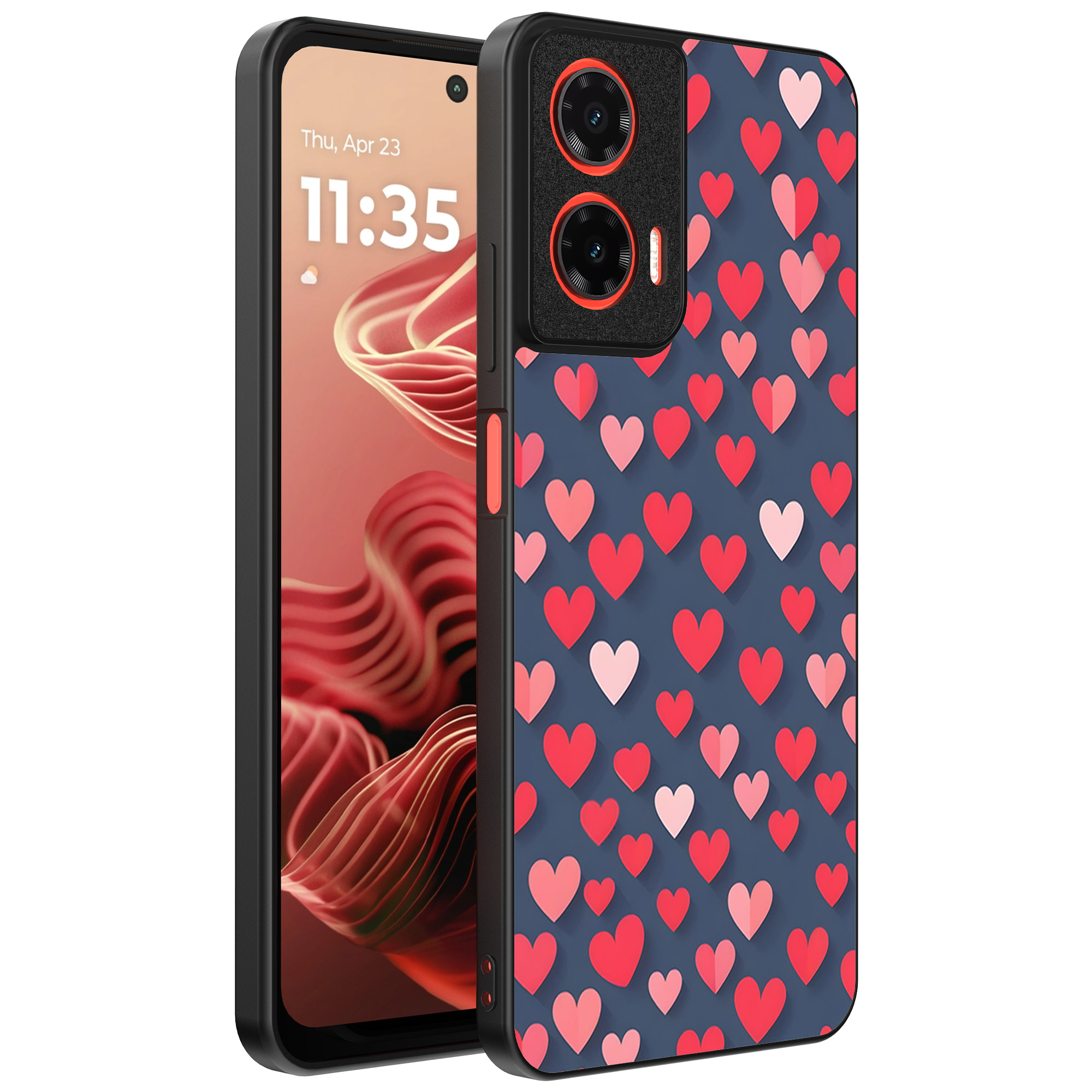 Motorola Moto G35 telefoonhoesje met hartjes opdruk klein (1)