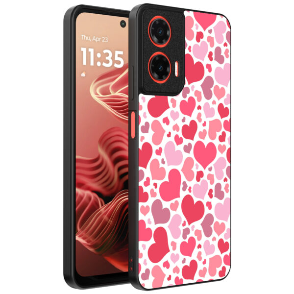 Motorola Moto G35 telefoonhoesje met hartjes opdruk transparant (1)