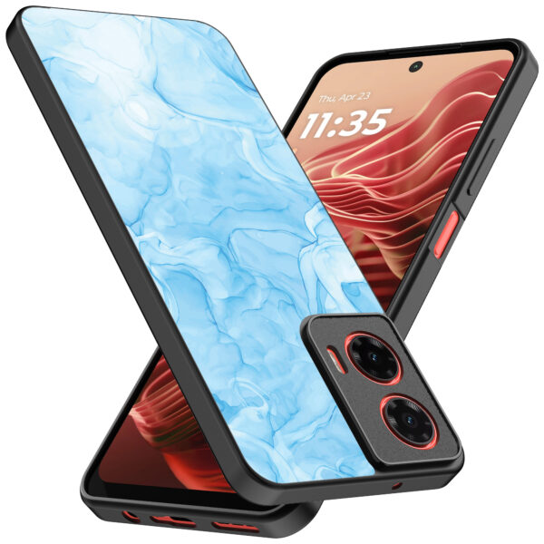 Motorola Moto G35 telefoonhoesje met lichtblauw marmer opdruk (2)