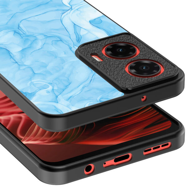Motorola Moto G35 telefoonhoesje met lichtblauw marmer opdruk (4)
