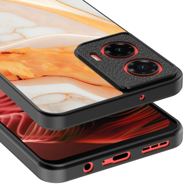 Motorola Moto G35 telefoonhoesje met oranje marmer opdruk (4)