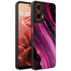 Motorola Moto G35 telefoonhoesje met paars roze marmer opdruk (1)