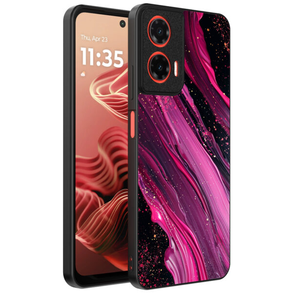 Motorola Moto G35 telefoonhoesje met paars roze marmer opdruk (1)