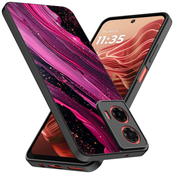 Motorola Moto G35 telefoonhoesje met paars roze marmer opdruk (2)