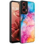 Motorola Moto G35 telefoonhoesje met regenboog acryl marmer opdruk (1)