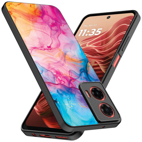 Motorola Moto G35 telefoonhoesje met regenboog acryl marmer opdruk (2)
