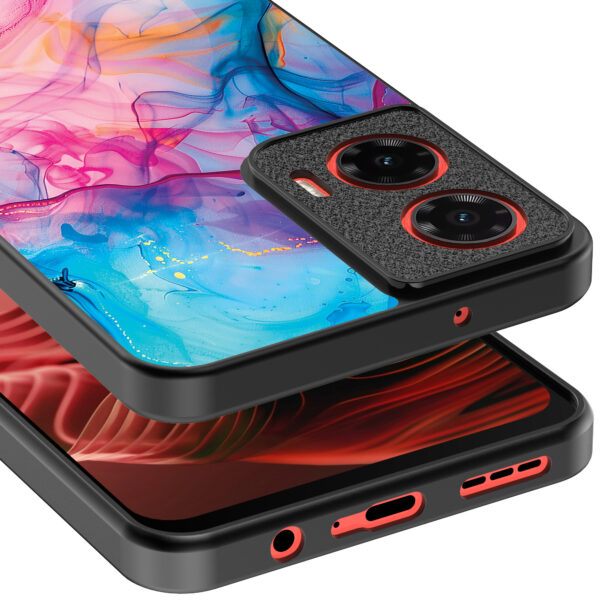 Motorola Moto G35 telefoonhoesje met regenboog acryl marmer opdruk (4)