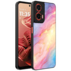 Motorola Moto G35 telefoonhoesje met regenboog glitter marmer opdruk (1)