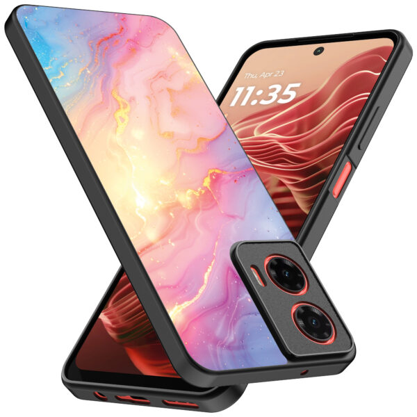 Motorola Moto G35 telefoonhoesje met regenboog glitter marmer opdruk (2)