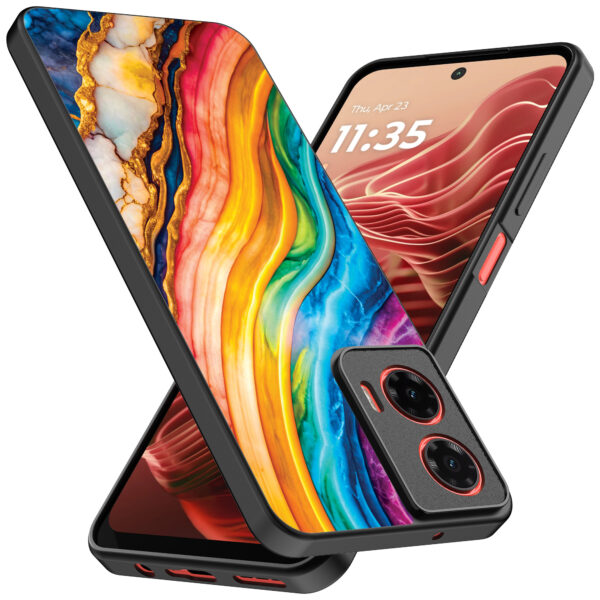 Motorola Moto G35 telefoonhoesje met regenboog goud marmer opdruk (2)