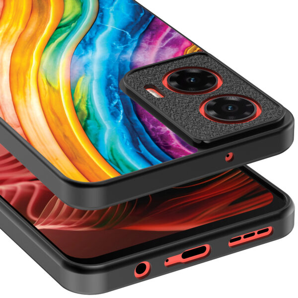 Motorola Moto G35 telefoonhoesje met regenboog goud marmer opdruk (4)