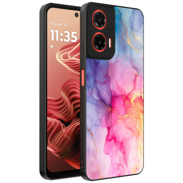 Motorola Moto G35 telefoonhoesje met regenboog marmer opdruk (1)