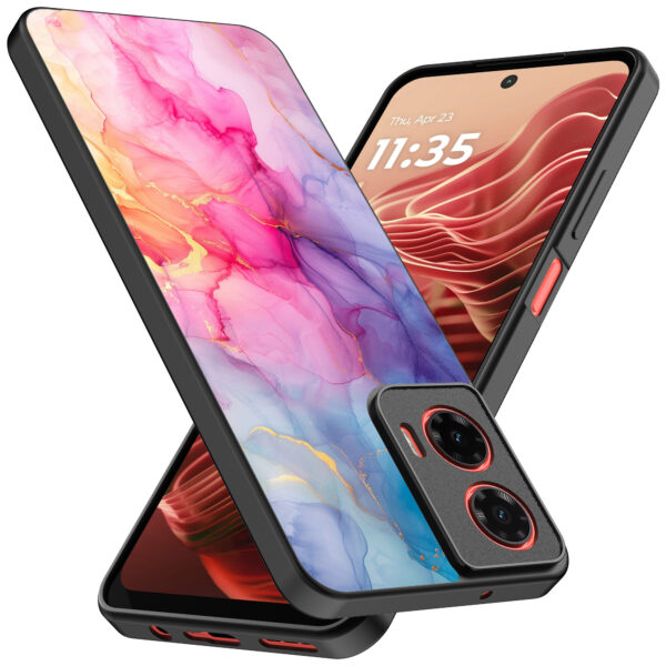 Motorola Moto G35 telefoonhoesje met regenboog marmer opdruk (2)