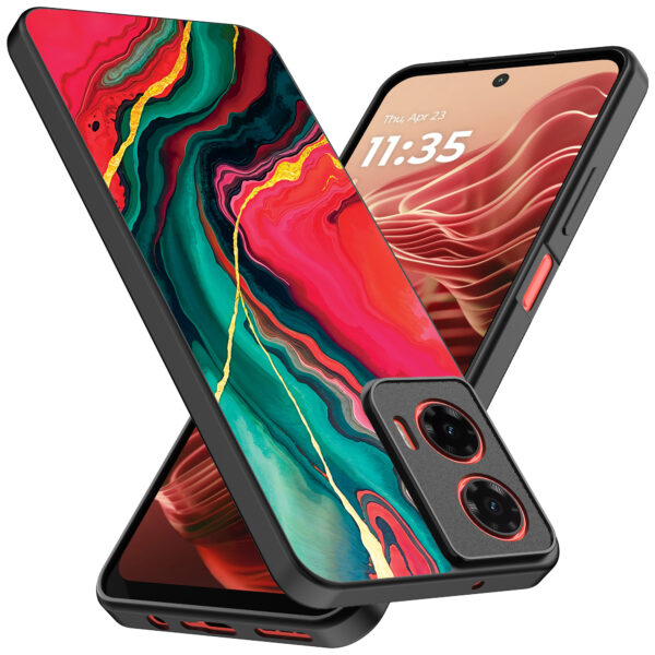 Motorola Moto G35 telefoonhoesje met rood groen marmer opdruk (2)