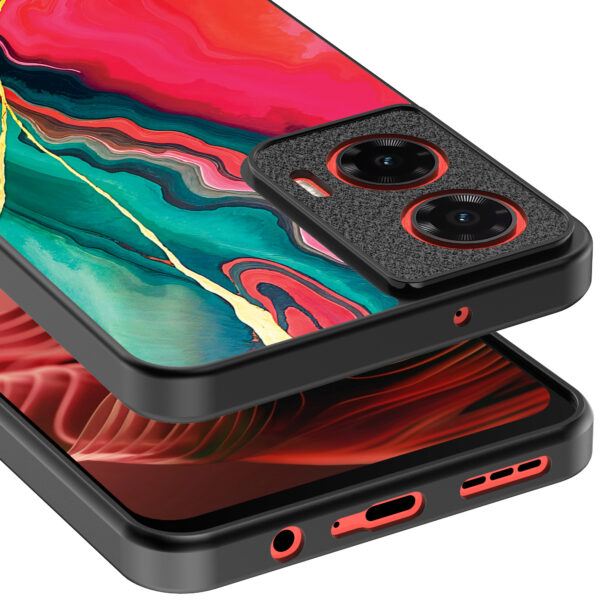 Motorola Moto G35 telefoonhoesje met rood groen marmer opdruk (4)