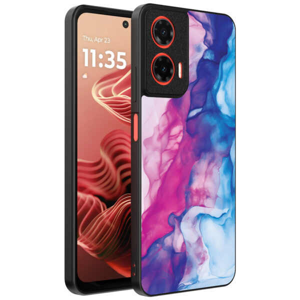 Motorola Moto G35 telefoonhoesje met roze blauw marmer opdruk (1)