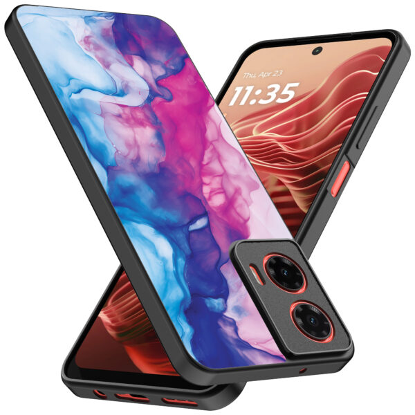 Motorola Moto G35 telefoonhoesje met roze blauw marmer opdruk (2)