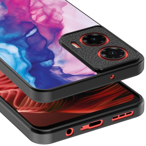 Motorola Moto G35 telefoonhoesje met roze blauw marmer opdruk (4)