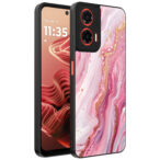 Motorola Moto G35 telefoonhoesje met roze marmer opdruk (1)