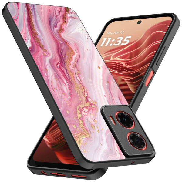 Motorola Moto G35 telefoonhoesje met roze marmer opdruk (2)