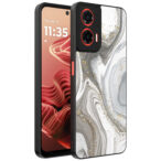 Motorola Moto G35 telefoonhoesje met zilver marmer opdruk (1)