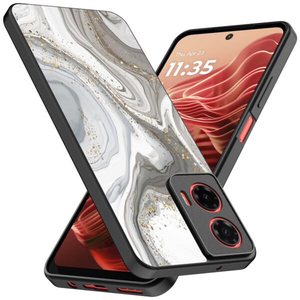 Motorola Moto G35 telefoonhoesje met zilver marmer opdruk (2)