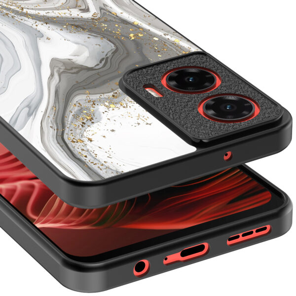 Motorola Moto G35 telefoonhoesje met zilver marmer opdruk (3)
