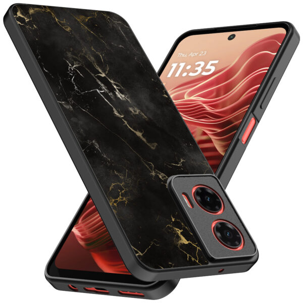 Motorola Moto G35 telefoonhoesje met zwart marmer opdruk (2)
