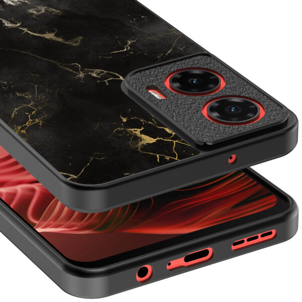 Motorola Moto G35 telefoonhoesje met zwart marmer opdruk (4)