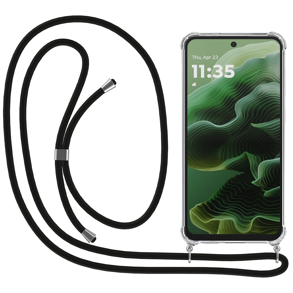 Motorola Moto G35 transparant hoesje met koord en stootrand