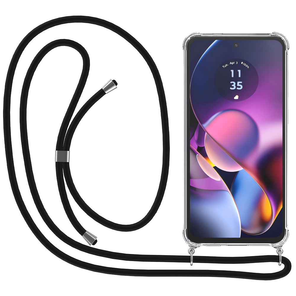 Motorola Moto G54 - G54 Power - G64 transparant hoesje met koord en stootrand