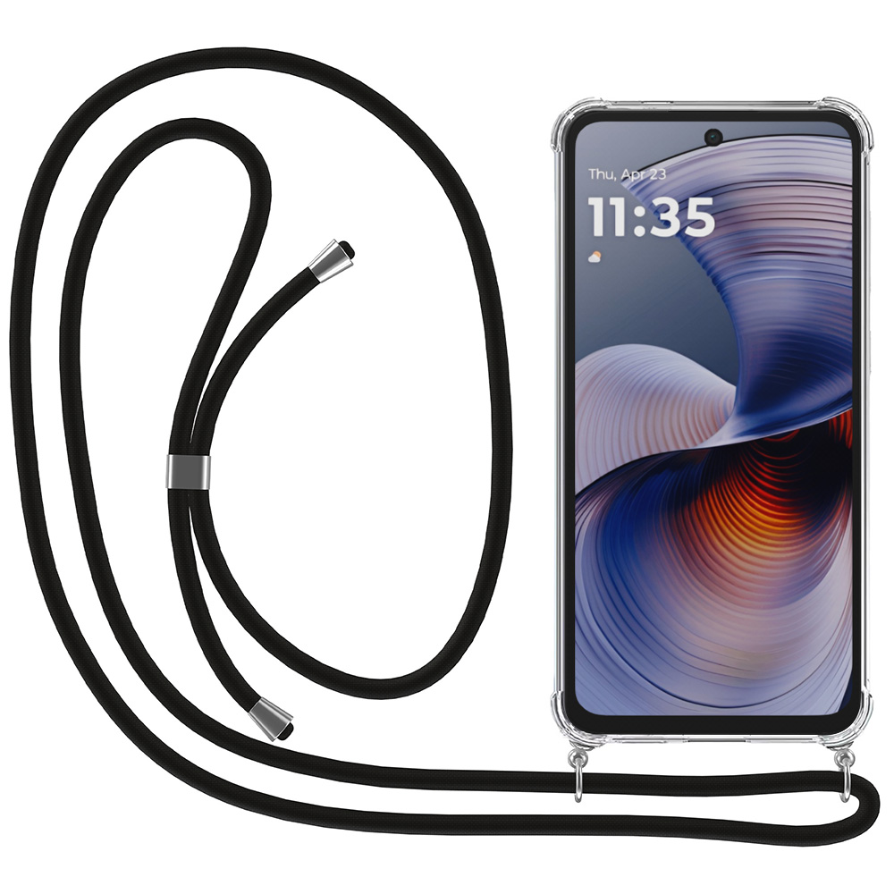 Motorola Moto G55 transparant hoesje met koord en stootrand