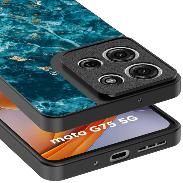 Motorola Moto G75 telefoonhoesje met blauw marmer opdruk (4)