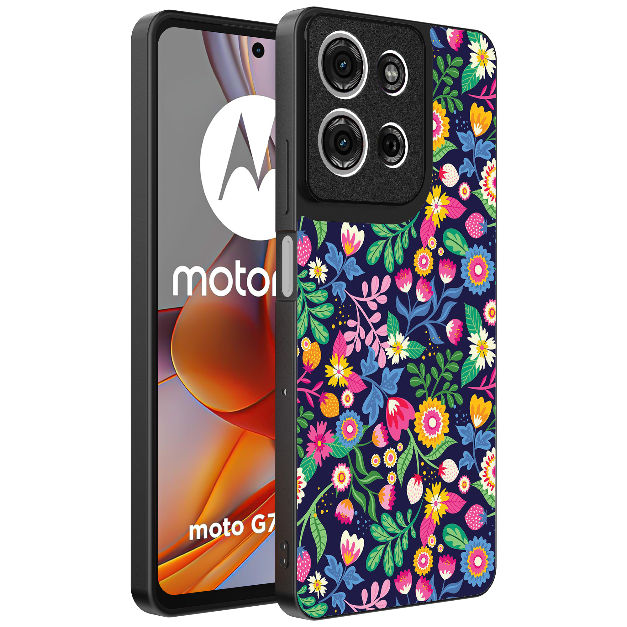 Motorola Moto G75 telefoonhoesje met bloemen opdruk (1)