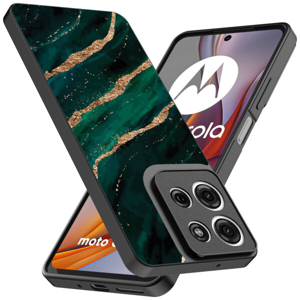 Motorola Moto G75 telefoonhoesje met groen goud marmer opdruk (2)