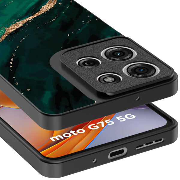 Motorola Moto G75 telefoonhoesje met groen goud marmer opdruk (4)