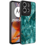 Motorola Moto G75 telefoonhoesje met groen marmer opdruk (1)